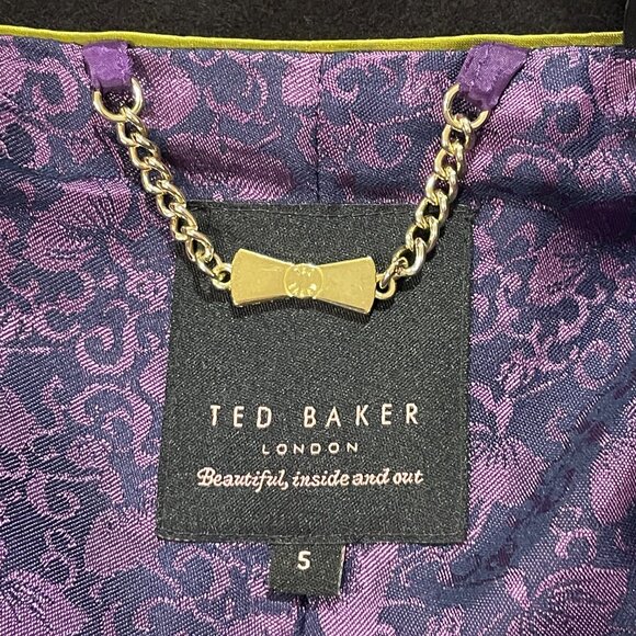 TED BAKER NEW "Cunioy" RARE Coat Funnel Neck Wool/Cashmere Blend Black Size L/12 - Picture 12 of 14